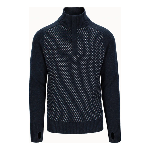 Outdoor Strik - Blå- Low Half Zip - Sweater - Herre