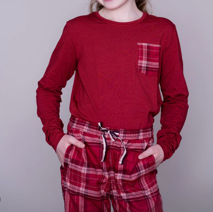 Tufte kids pyjamas - Mørk ( Duset ) rød / Tern