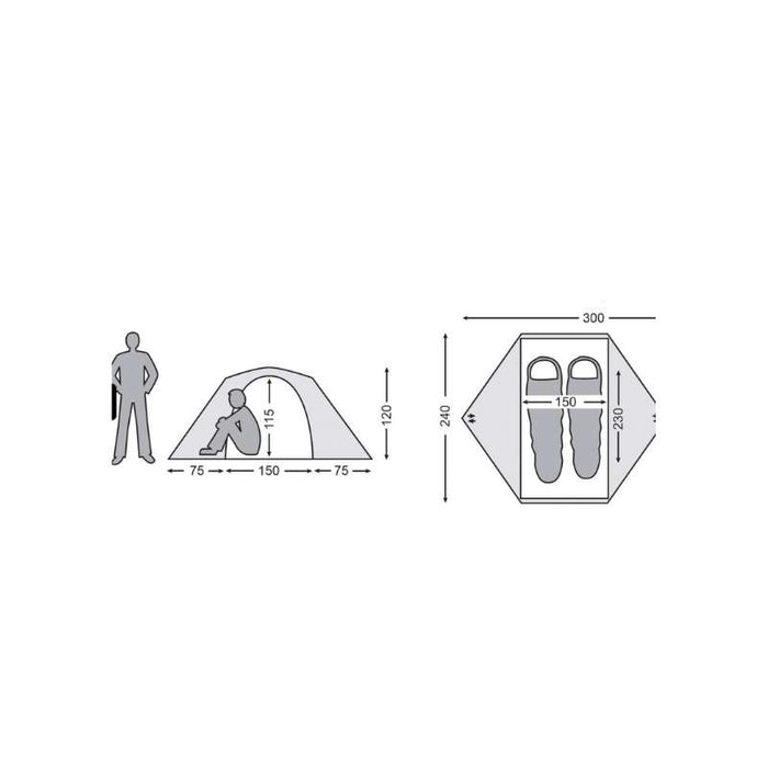 2 personers - Robust, slidstærkt all-round Telt  - Grøn - Fantastisk pris