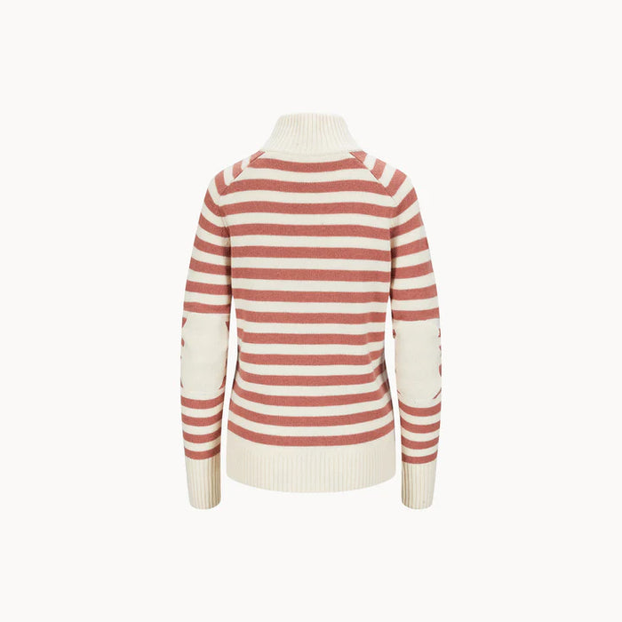 Tufte Rosenfink Low Half Zip Sweater dame - lyserød- hvid stribet