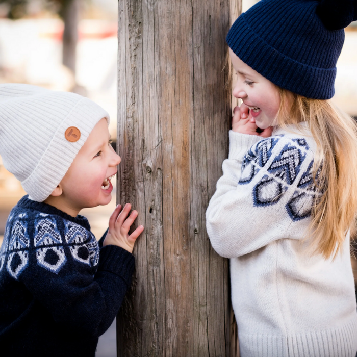 Tufte Kids Rosenfink Pattern Sweater - Mørkblå - Strik