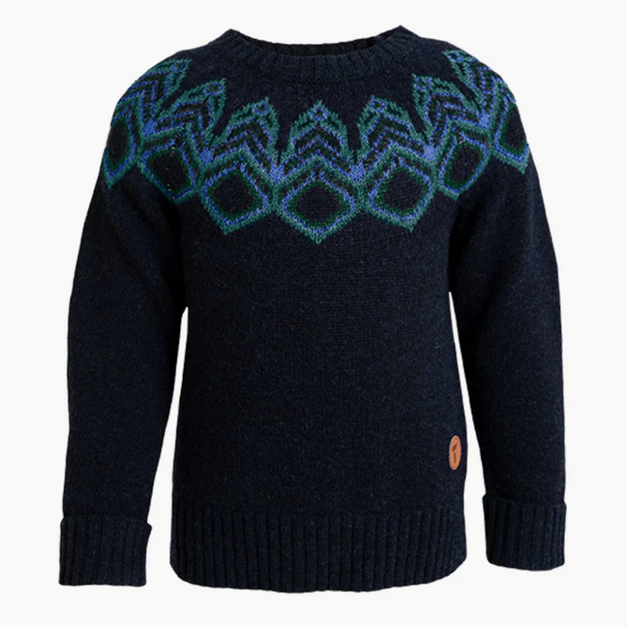 Tufte Kids Rosenfink Pattern Sweater - Mørkblå - Strik