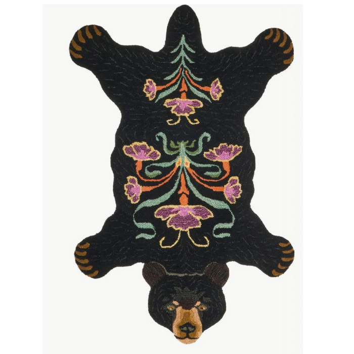 Doing Goods - Blooming Black Bear - Large - Sort Blomster Bjørn