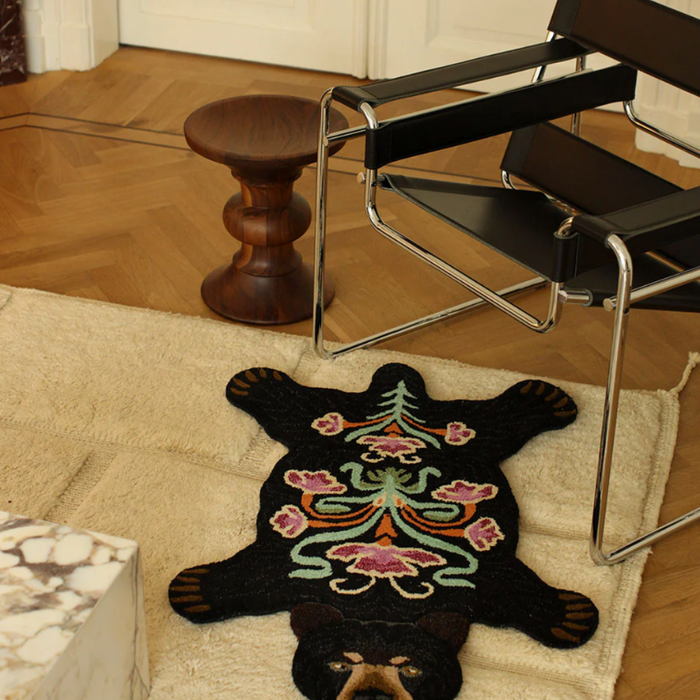 Doing Goods - Blooming Black Bear - Large - Sort Blomster Bjørn