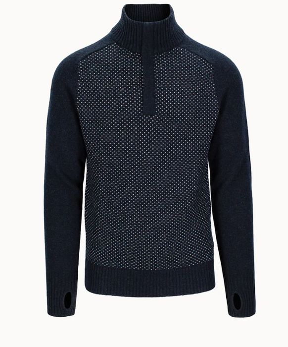 Outdoor Strik - Blå- Low Half Zip - Sweater - Herre