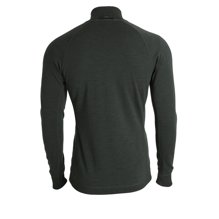 Tufte Mens Bambull Half Zip  langærmet t-shirt - Forest Green - Armygrøn