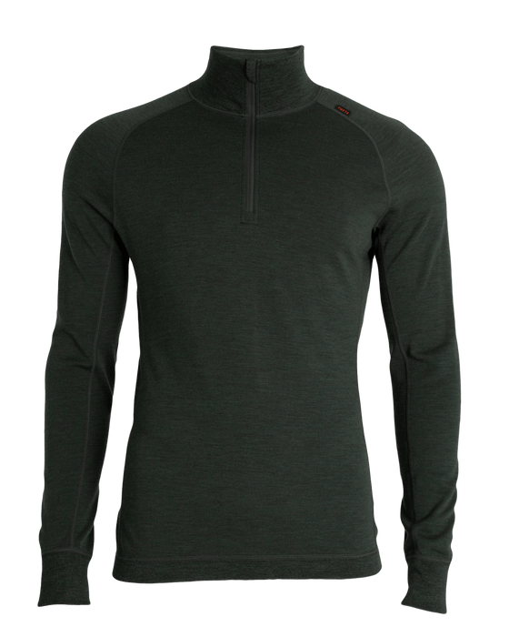 Tufte Mens Bambull Half Zip  langærmet t-shirt - Forest Green - Armygrøn