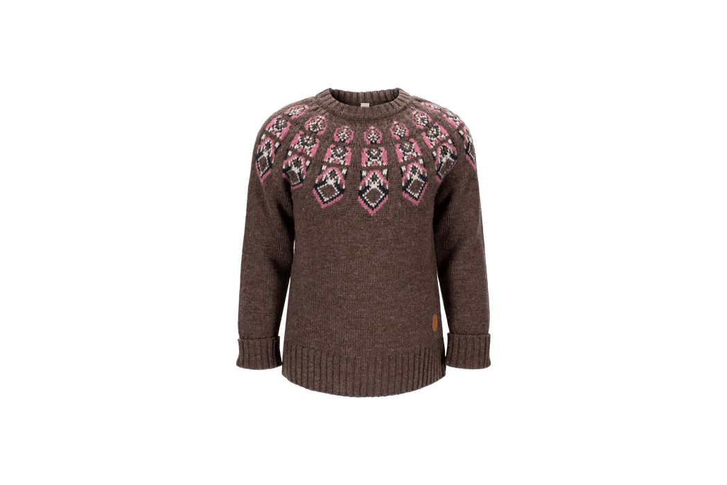 Tufte Kids Rosenfink Pattern Sweater - Rosa - Brown - Strik