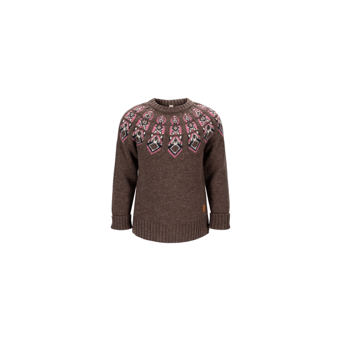 Tufte Kids Rosenfink Pattern Sweater - Rosa - Brown - Strik