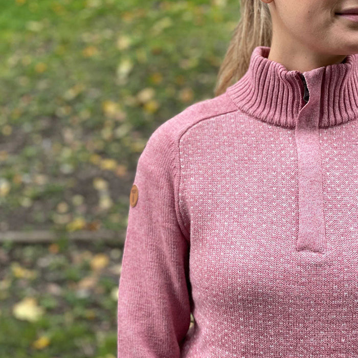 Tufte Rosenfink Low Half Zip Sweater dame - lyserød- pink meleret